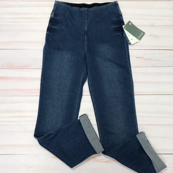 Lysse Boyfriend Denim Leggings Mid Wash Small New - Picture 3 of 8